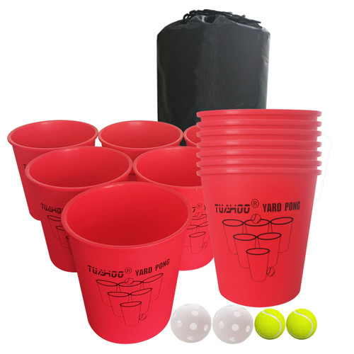 TUAHOO Giant Yard Pong Outdoor Games for Adults & Family Yard Tossing Game with Buckets and Balls for Tailgate, BBQ, Beach, Camping, Pool, Lawn, Backyard
