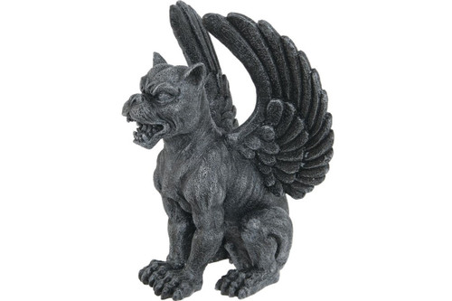 PTC Resin Medieval Sitting Winged Lioness Gargoyle Figurine Statue