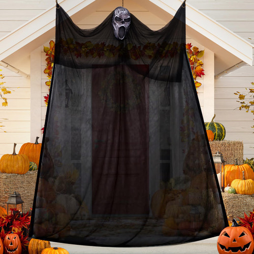 Halloween Ghost Hanging Decorations, Scary Hanging Reaper, Creepy Mask Flying Ghost for Haunted House, Yard Home Party Indoor Outdoor Decor (Black Ghost Hanging)