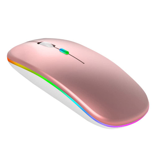 Zikkeeda Wireless Bluetooth Mouse for Apple Ipad iPhone MacBook Android Samsung Tablet Phone with USB Receiver Dual-Mode Rechargeable 2.4g Wireless Mouse Portable Computer Mouse (Rose Gold)