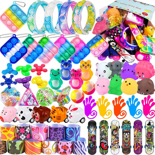 53 Pcs Party Favors for Kids,Pop Fidget Toys,Treasure Box Toys for Classroom Prizes,Pinata Filler Goodie Bag Stuffers,Prize Box Toys,Carnival Prizes for Boys and Girls,Treasure Chest, Bulk Small Toys