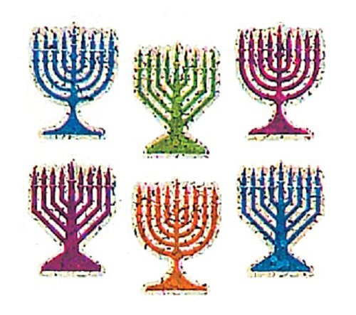 Jillson Roberts Hanukkah Prismatic Stickers, Mini Menorahs, Bulk Continuous Roll (BXS7526)