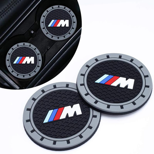 with BMW M Car Cup Holder Coaster,Cup Holder Insert Coaster with BMW M M2 M4 M5 M6 M8 X1 X2 X3 X5 X6 M135i M240i Z4 328i X7,Anti Slip Car Cup Coaster for BMW Car Interior Accessories,Black