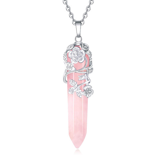 XIANNVXI Rose Quartz Necklace Crystal Necklaces for Women Pink Crystal Necklace Flower Rose Pendant Mom Healing Crystal Stone Necklaces Spiritual Gemstone Natural Reiki Jewelry XIANNVXI Rose Quartz Necklace Crystal Necklaces for Women Pink Crystal Necklace Flower Rose Pendant Mom Healing Crystal Stone Necklaces Spiritual Gemstone Natural Reiki Jewelry