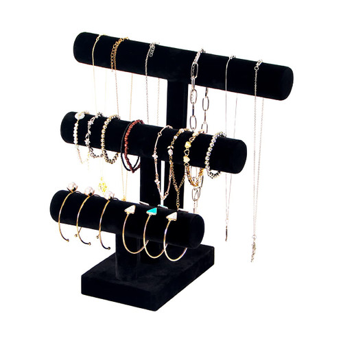 ByKen Jewelry Detachable T Bar Bracelet Display Stand,Bracelet Organizer,Bracelet Holder,Jewelry Display Stand, Long Necklace Bangle Scrunchie Watch Organizer (3 tier, Black ByKen Jewelry Detachable T Bar Bracelet Display Stand,Bracelet Organizer,Bracelet Holder,Jewelry Display Stand, Long Necklace Bangle Scrunchie Watch Organizer (3 tier, Black