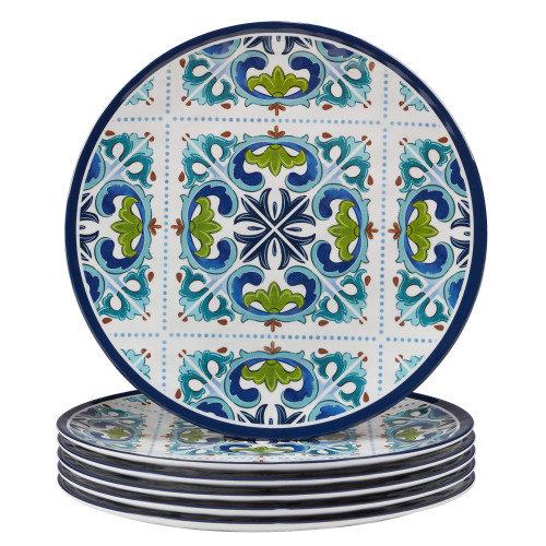 Certified International Mosaic Melamine 11" Dinner Plates, Set of 6, Multicolor