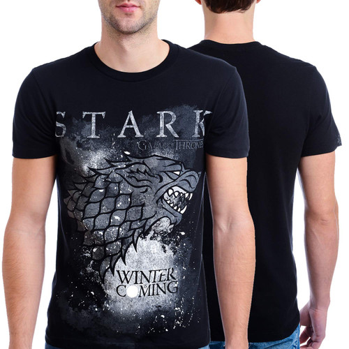 HBO'S Game of Thrones Men's Winter Is Coming Stark T-Shirt, Black, Large