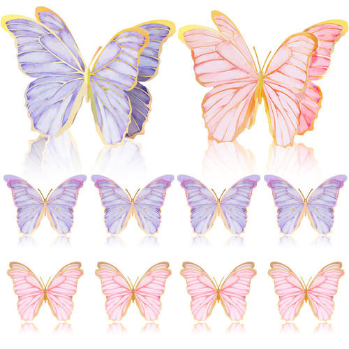 10 Pcs Butterfly Birthday Party Decorations Butterfly Centerpieces for Tables Pink and Purple Butterfly Theme Party Decor Butterflies Table Toppers Wall Decor for Birthday Baby Shower Party Supplies