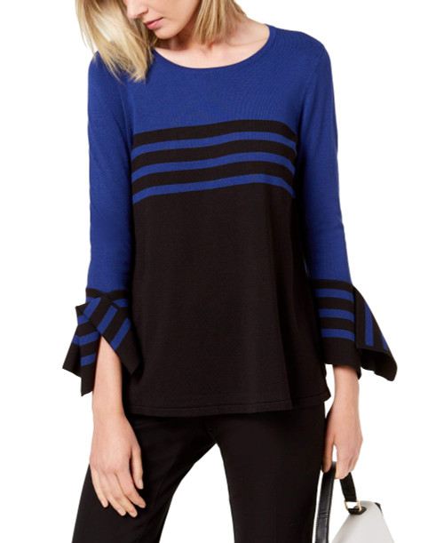 Alfani Womens Striped Pullover Sweater, Blue, X-Small