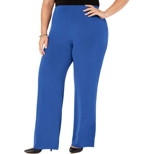 Alfani Womens Solid Casual Wide Leg Pants, Blue, 3X Alfani Womens Solid Casual Wide Leg Pants, Blue, 3X