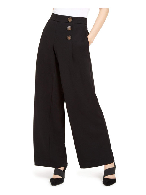 Alfani Womens Button High Rise Wide Leg Pants Black M Alfani Womens Button High Rise Wide Leg Pants Black M