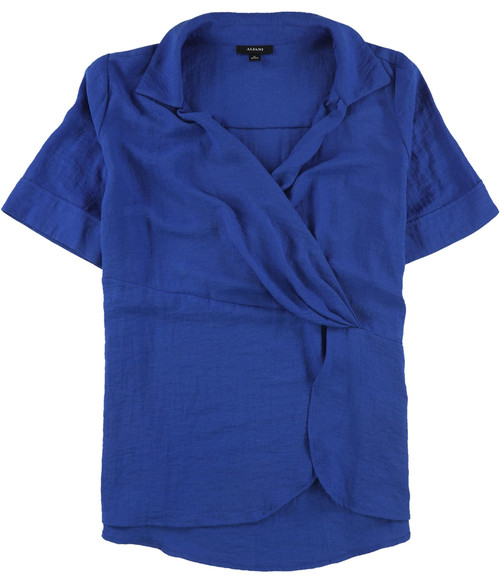 Alfani Women's Plus Draped Point Collar Top Blue Size 2X