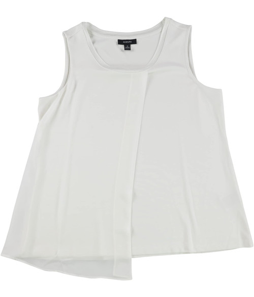 Alfani Womens Solid Sleeveless Blouse Top, White, Medium