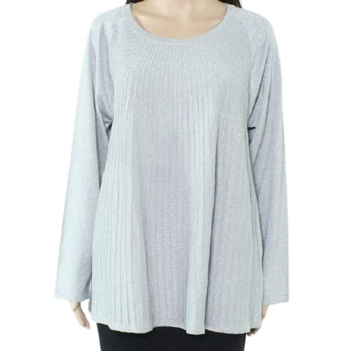 Alfani Women's Sweater Small Pullover Ottoman Sparkle Silver S