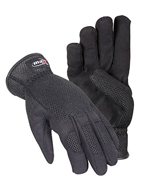 Galeton 9120054-L Max Extra Synthetic Palm Mesh Back Utility Work Gloves with Slip-On Cuff, Large, Black