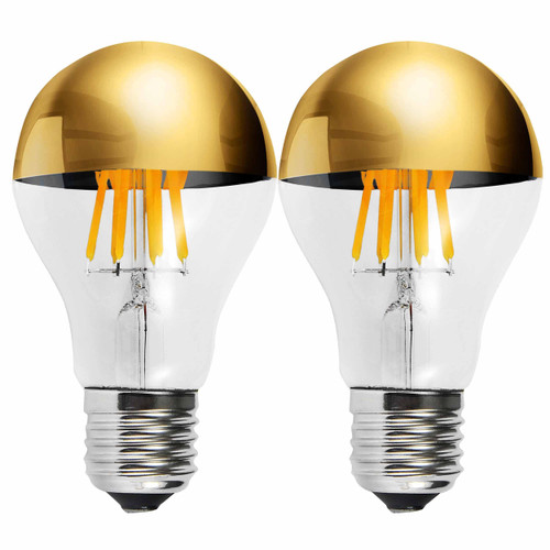 MAPCYON Half Gold Light Bulb, Dimmable 6W (Equivalent 60 Watt) Decorative LED Edison Bulb, A60/ A19 A Shape 2700K Warm White, Gold Tipped Mirror Light Bulb E26 Base Pack of 2 MAPCYON Half Gold Light Bulb, Dimmable 6W (Equivalent 60 Watt) Decorative LED Edison Bulb, A60/ A19 A Shape 2700K Warm White, Gold Tipped Mirror Light Bulb E26 Base Pack of 2