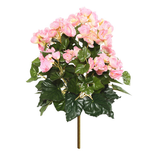 Vickerman Everyday Artificial Light Pink Begonia Bush 15.25" Long - Premium Faux Floral Decor for Wedding or Everyday Arrangements - Maintenance Free Flowers