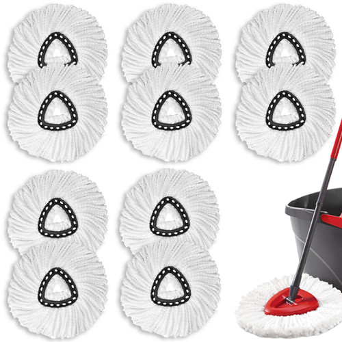 10 PCS Spin Mop Replacement Head,100% Microfiber Mop Refills Head Compatible with Triangle Spin Mop, 360 Degree Micro Spinning Mop Replace Head for Easy House Cleaning Floor Mopping