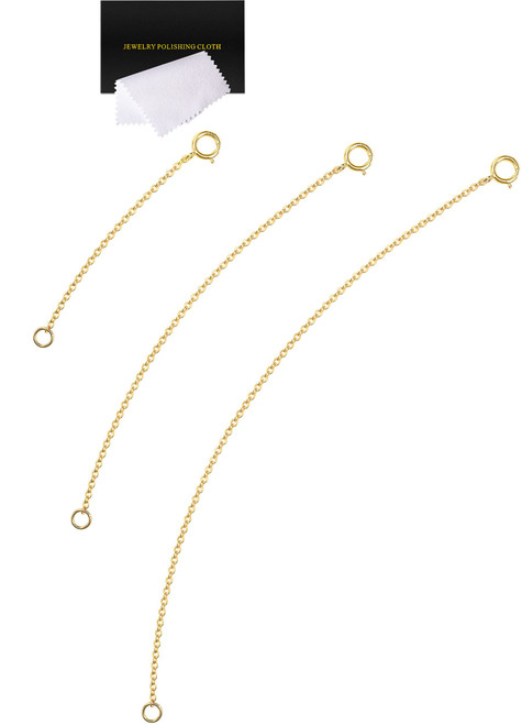 925 Sterling Silver Necklace Extender Gold Necklace Extender Gold Chain Extenders for Necklaces 2", 4", 6" Inches