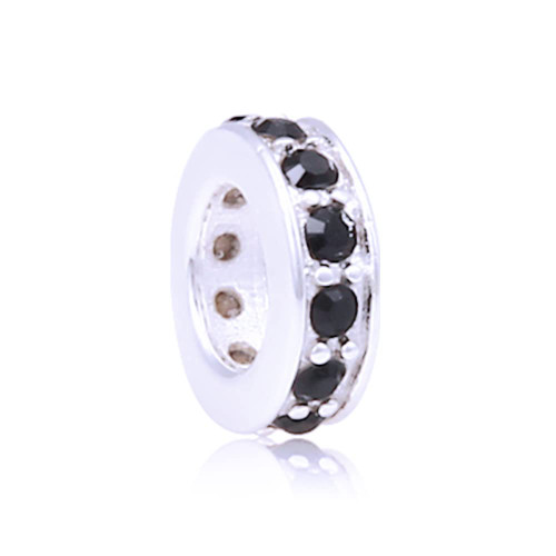 Shining Spacer Charm 925 Sterling Silver Gift Beads Charm fit for Pandora Charms Bracelets (Black) Shining Spacer Charm 925 Sterling Silver Gift Beads Charm fit for Pandora Charms Bracelets (Black)