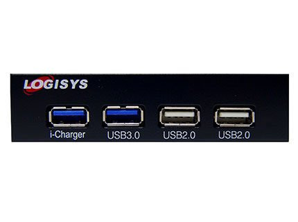 Logisys Computer FP302BK 4-Port USB 3.5" Bay Hub with 2x USB 3.0 2x USB 2.0