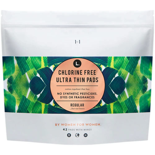 L. Organic Cotton & Chlorine-Free Pads, Regular Absorbency with Ultra Thin Design, 42 Count (2 Pack)