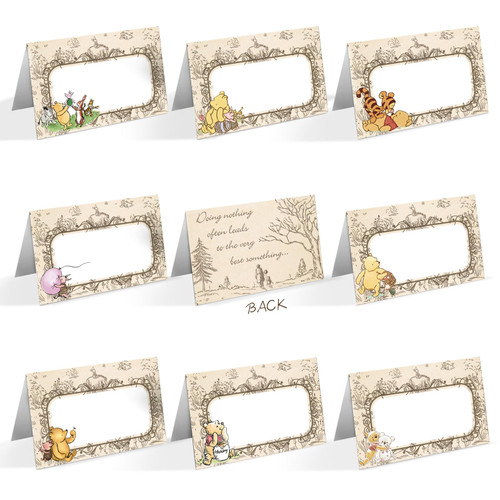 16 Pcs Classic Winnie Pooh Food Labels Food Signs, Food Tent Cards Party Supplies, Vintage Winnie Bear Baby Shower Decorations Party Decoration, Winnie Party Favors Centerpieces for Tables