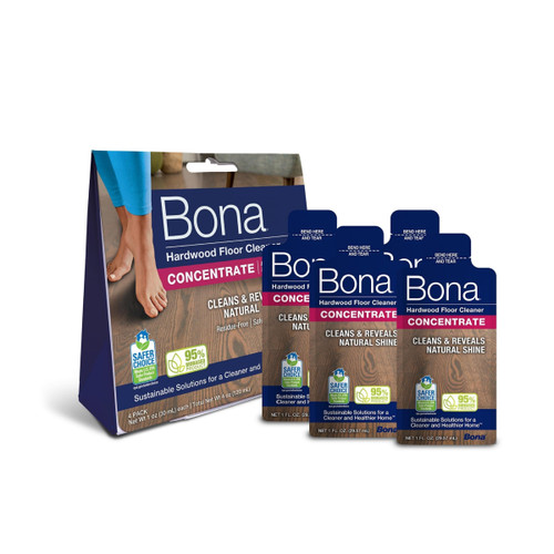 Bona Hardwood Floor Cleaner Concentrate, 1 fl oz, Pack of 4 (Makes 128 fl oz) - Residue-Free Floor Cleaning Concentrate Spray Mop and Spray Bottle Refill - For Wood Floors Bona Hardwood Floor Cleaner Concentrate, 1 fl oz, Pack of 4 (Makes 128 fl oz) - Residue-Free Floor Cleaning Concentrate Spray Mop and Spray Bottle Refill - For Wood Floors