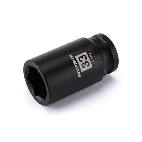 MIXPOWER 6-Point 3/4-Inch Drive Deep Impact Socket- 33mm (Metric), CR-MO, 3/4-inch Drive 6 Point Axle Nut Socket for Easy Removal of Axle Shaft Nuts (33mm)