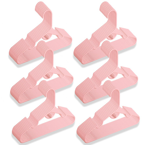 60 Packs Baby Hangers for Closet Plastic Baby Clothes Hangers with Clips for Nursery Kids Hangers for Closet Organizer, Stack-able Hangers for Newborn, Infant, Toddler, Children, Space-Saving