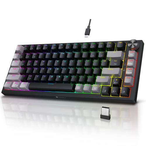 KOORUI Gaming Keyboards, 82 Keys Mechanical Keyboard 26 RGB Backlit Compatible Bluetooth/2.4Ghz/USB Rechargeable 4000mAh Battery with Brown Switch Gamer Keyboards for Windows MacOS Linux