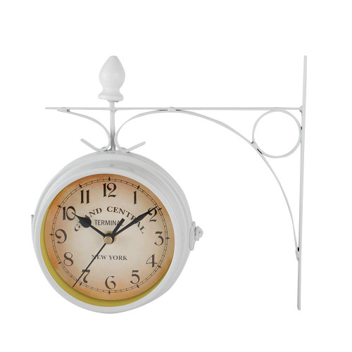 Wall Clock, Retro Wall Clock, Double Sided Wall Clock Silent Non Ticking Two Faces Retro Station Clock Wall Hanging Clock for Living Room/Kitchen/Bedroom/Office 8.6 inch