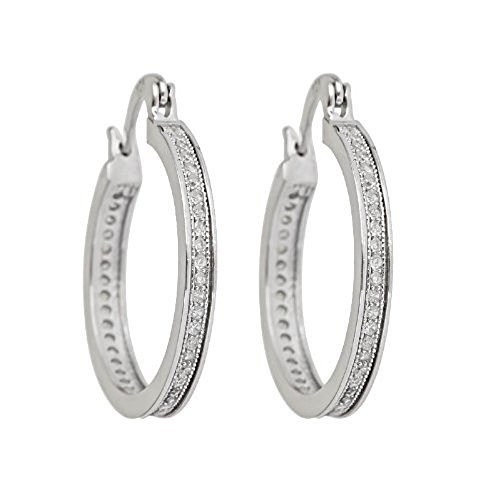 Sterling Silver Cubic Zirconia Micropave Hoops