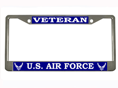 U.S. Air Force Veteran Style Heavy Duty Metal License Plate Frame/Car Accessories Auto License Plate Frame Car Tag Holder Cover (Chrome/Blue/White) U.S. Air Force Veteran Style Heavy Duty Metal License Plate Frame/Car Accessories Auto License Plate Frame Car Tag Holder Cover (Chrome/Blue/White)