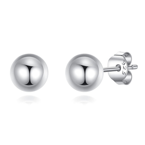 Lavishe Rhodium Plated 925 Sterling Silver Bead Round Ball Earrings Studs 6mm Lavishe Rhodium Plated 925 Sterling Silver Bead Round Ball Earrings Studs 6mm