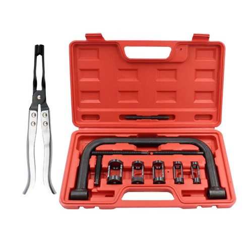 TILIBOTE Valve Spring Compressor,with 11Pcs Valve Spring Compressor Tools,Valve Guide Removal Tool for Motorcycle, ATV, Small Engine Vehicle