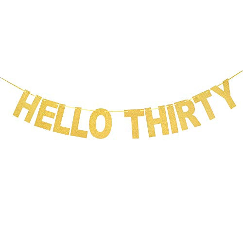 Hello Thirty Banner- Cheer to 30 Years Bunting -Gold Glitter Dirty 30-30th Birthday/Wedding Anniversary Party Decoration Hello Thirty Banner- Cheer to 30 Years Bunting -Gold Glitter Dirty 30-30th Birthday/Wedding Anniversary Party Decoration