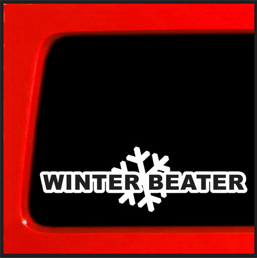 Sticker Connection | Winter Beater | AWD Snow Bumper Sticker for Car, Truck, SUV, Window, Laptop, Windshield, Van | 2.5"x7.5" (White)