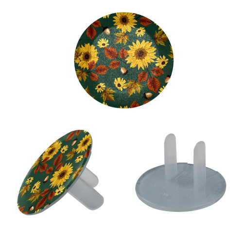 Electrical Outlet Covers 12 Pack, Plastic Plugs Covers Socket Protector Safety Caps - Aesthetic Autumn Sunflowers