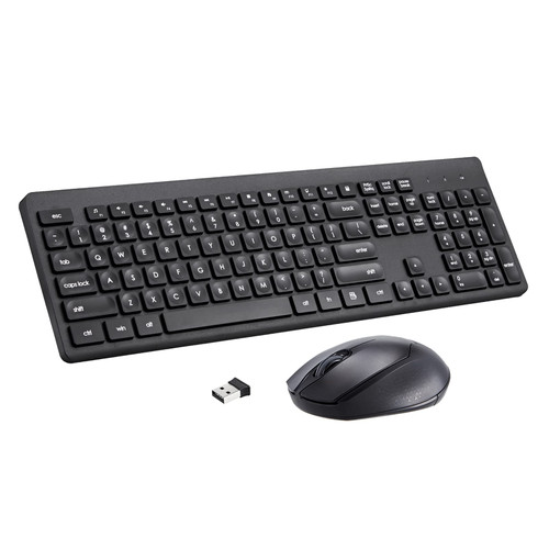 Wireless Keyboard and Mouse Combo 2.4G Full Size External Cordless Keyboard Mouse Set with Numeric Keypad for Windows Mac Laptop PC Computer Desktop Notebook Chromebook Compact Mouse (Black)