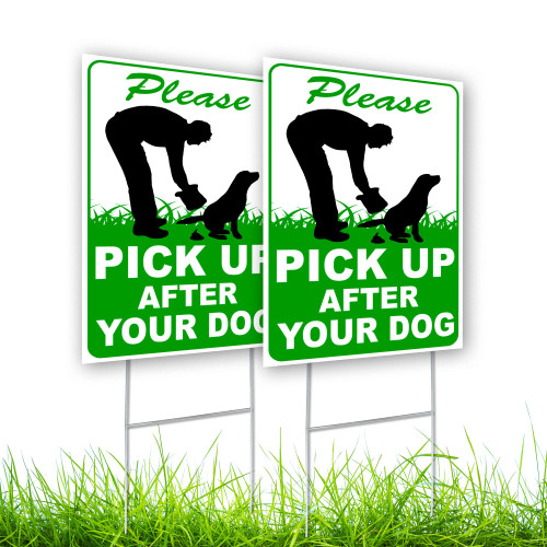 2 PC Pick Up After Your Dog Sign - 8x12 Double Sided Coroplast No Pooping Dog Signs for Yard - Dog Poop Signs for Yard - Curb Your Dog Sign 2 PC Pick Up After Your Dog Sign - 8x12 Double Sided Coroplast No Pooping Dog Signs for Yard - Dog Poop Signs for Yard - Curb Your Dog Sign