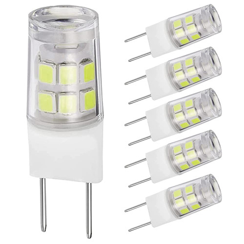Adzok G8 Light Bulb, G8 GY8.6 Bi-pin Base LED, Not Dimmable T4 G8 Base Bi-pin Xenon JCD Type LED 120V 50W Halogen Replacement Bulb for Under Counter Kitchen Lighting (5-Pack) (Daylight White 6000k)