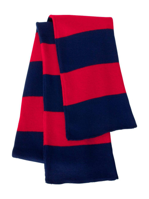 Sportsman Rugby-Striped Knit Scarf One Size Navy/Red