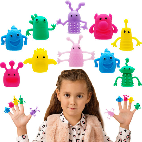 20 PCS Cute Finger Puppets Toys,Monster Stretchy Finger Puppets Fidget Toys,Soft Rubber Finger Doll Toys for Role Playing,Party,Christmas