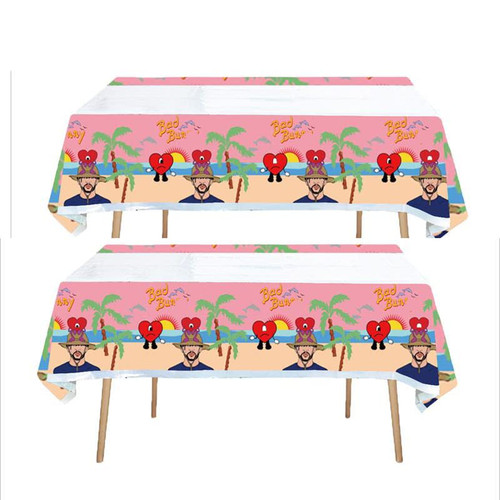taimowei Bad Rabbit Rapper Bunny Birthday Party Supplies Tablecloth Pack Plastic Table Covers for Kids Bunny Rapper Theme Birthday Party Decorations 70x42.9 inch 2pcs