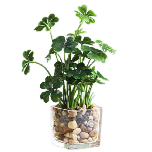 Aeojoor Artificial Plants?Fake Plants Room Decor Artificial Green Fake Plant Artificial Plants in Pots for Home Decor Indoor ?Garden Office Wall Decoration Artificial Fake Plants (Four Clover)