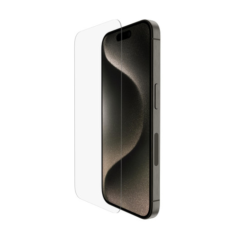 Belkin ScreenForce UltraGlass 2 Treated iPhone 15 Pro Screen Protector - Scratch-Resistant, 9H Hardness Tested Glass w/Slim Design - Includes Easy Align Tray for Bubble-Free Application