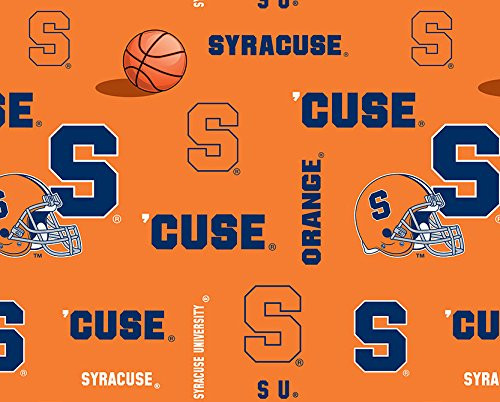 Syracuse Fleece Fabric-Syracuse University Fleece Blanket Fabric Sold by The Yard