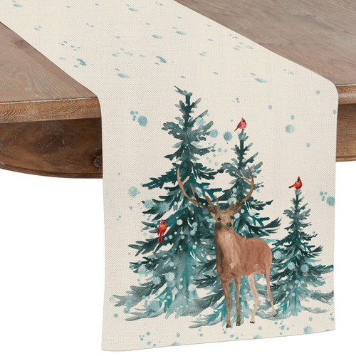 Winter Reindeer Table Runner 72 Inches Long,Seasonal Elk and Cardinal in The Forest,Merry Christmas Holiday Table Decors for Xmas Kitchen Dining Party 13x72 Inch Winter Reindeer Table Runner 72 Inches Long,Seasonal Elk and Cardinal in The Forest,Merry Christmas Holiday Table Decors for Xmas Kitchen Dining Party 13x72 Inch