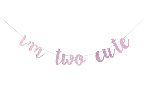 I'm Two Cute Banner, 2nd Birthday Banner, I'm Two Sweet, Second Birthday Banner,Two Sweet Party Decor, Candy Bar, Ice Cream Party Decor(Pink Glitter) I'm Two Cute Banner, 2nd Birthday Banner, I'm Two Sweet, Second Birthday Banner,Two Sweet Party Decor, Candy Bar, Ice Cream Party Decor(Pink Glitter)